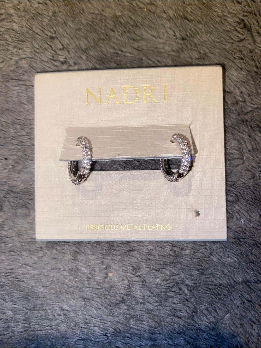 NADRI Silver Crystal Pave Hoop Earrings